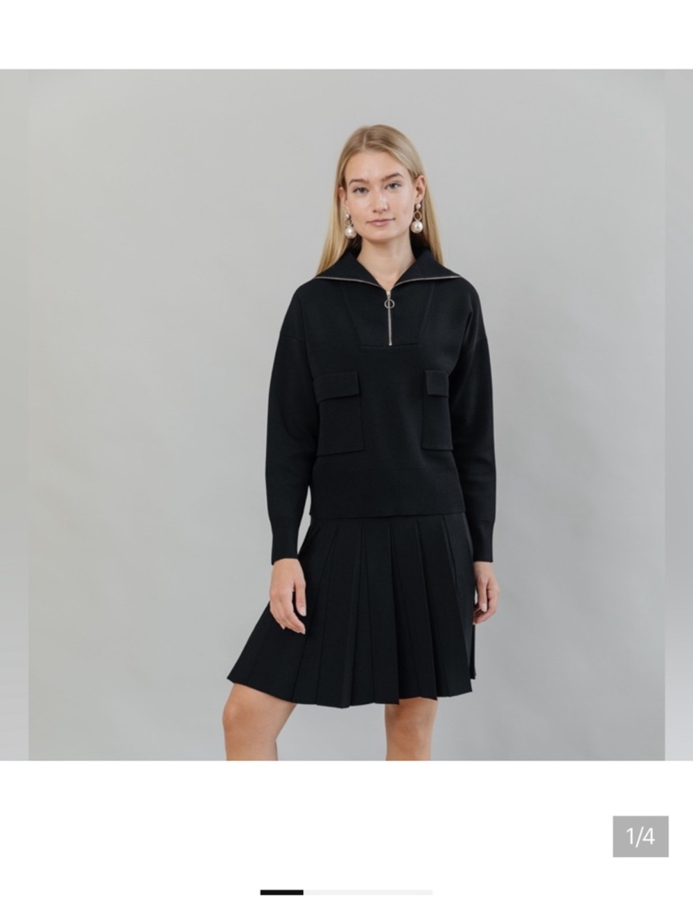 Apparalel half zip top black sweater shirt